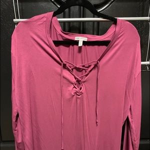 Mauve colored long sleeve top, tie at front super cute and comfy.